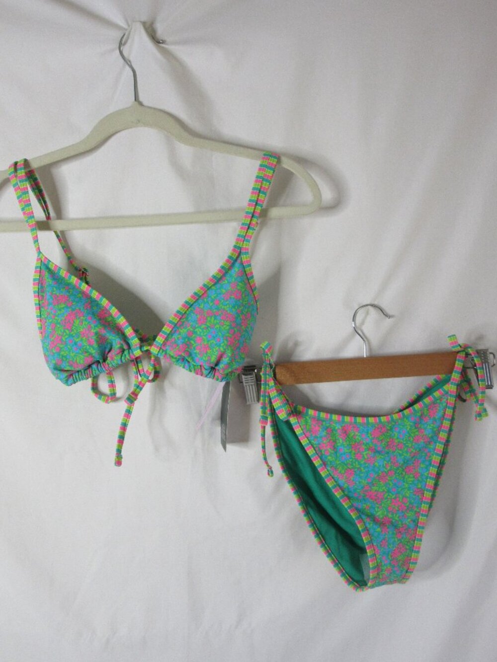 Wild Fable 2 Piece Bikini Lime Green Pink Blue Floral Size Small & Medium NWT